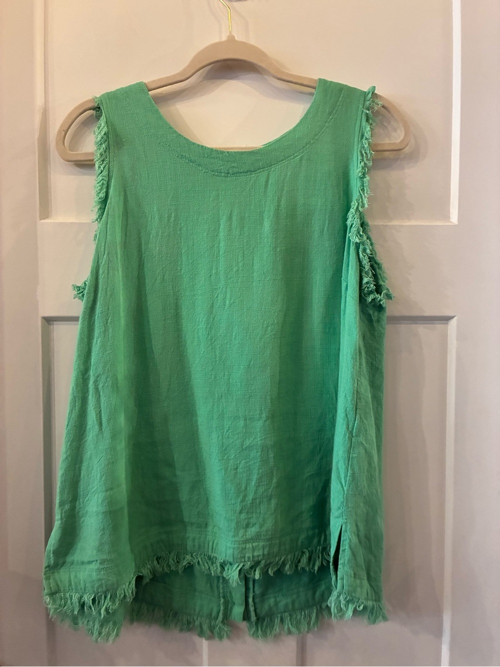 Umgee Bright Green Fringe Sleeveless Tank